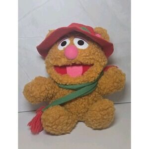 Vintage 1987 Muppets Baby Fozzie Bear Plush Christmas 8" Tall Stuffed Animal